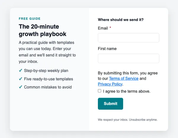 Free guide form template