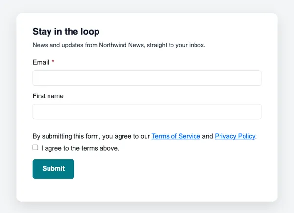 Minimal sign-up form template