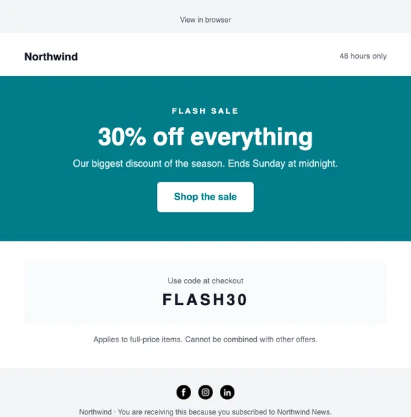 Flash sale email template E-04